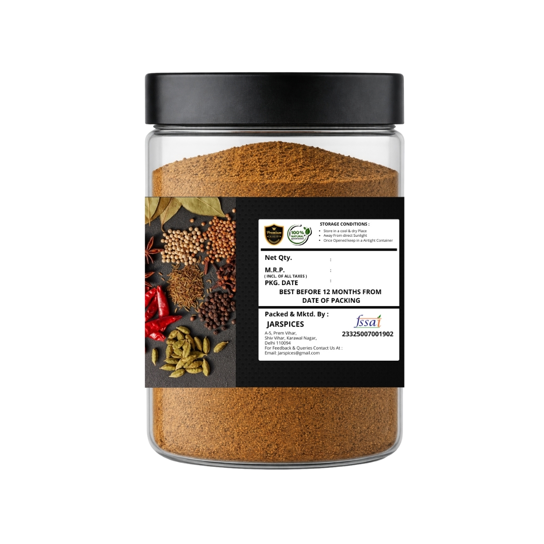JarSpices Garam Masala Powder side view packaging