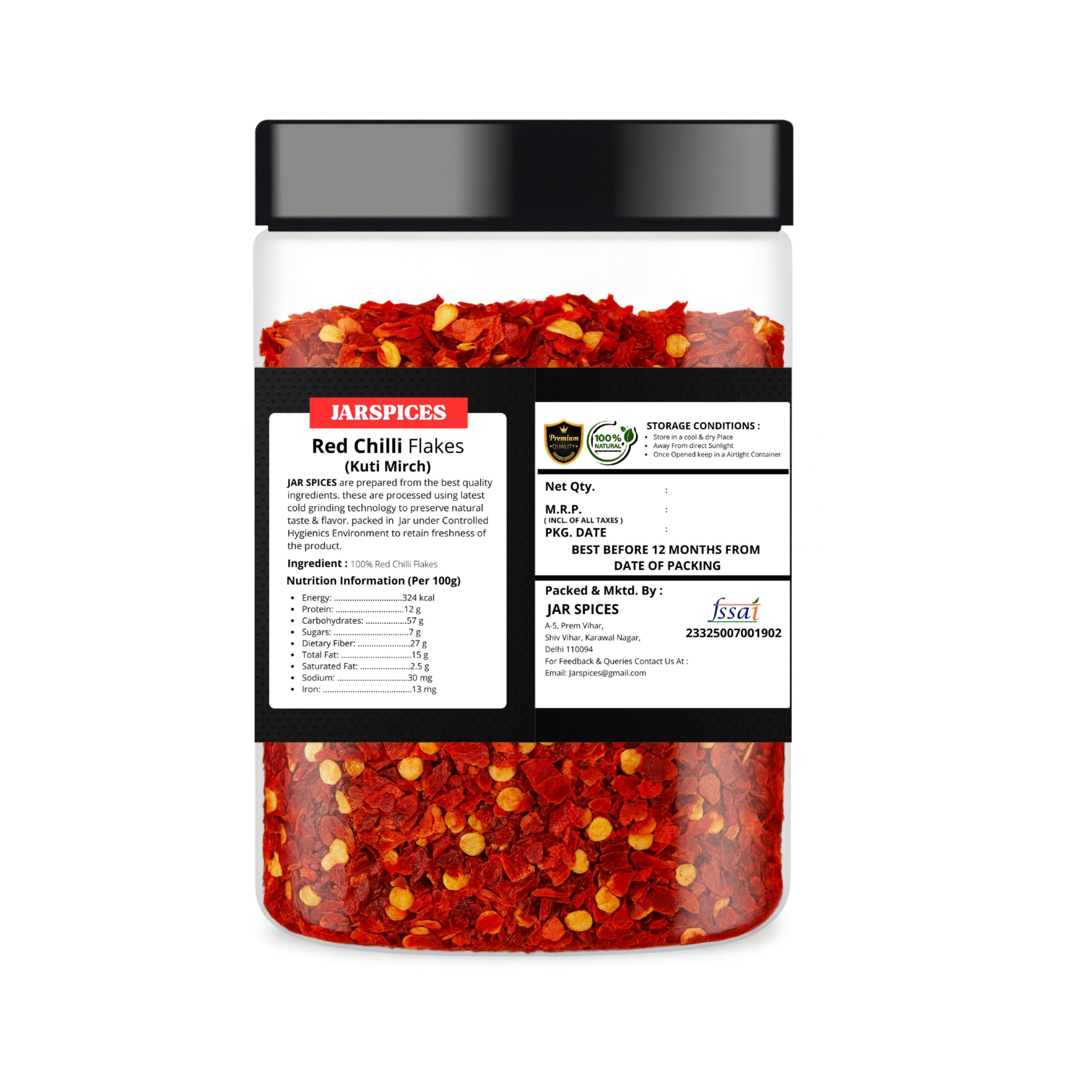 JarSpices Chilli Flakes pizza chili flakes packaging details